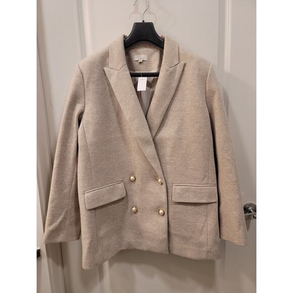 LOFT Brushed Herringbone Double Breasted Blazer - Picture 2 of 10